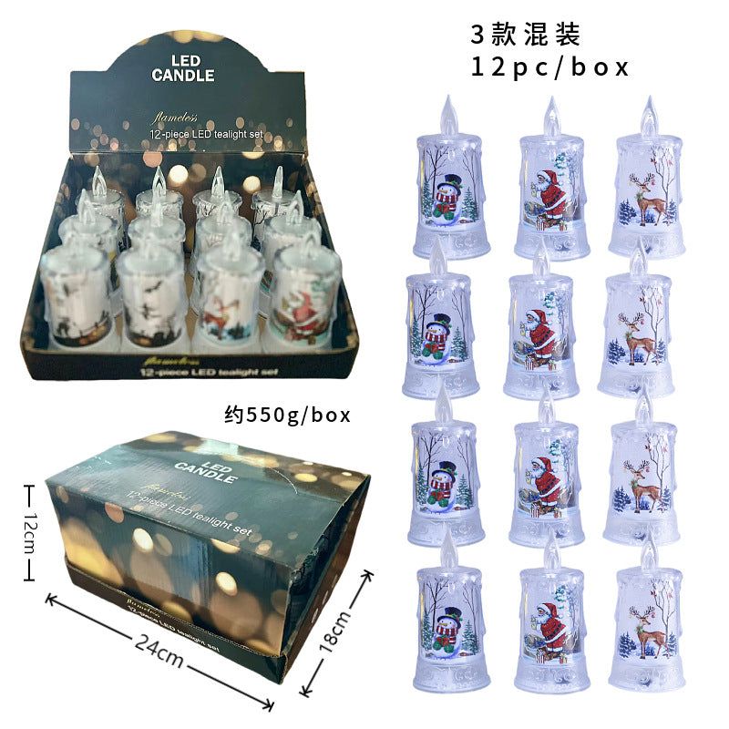 Christmas led electronic candle light Christmas snowman elk decoration luminous night light atmosphere light ornaments - American Smart