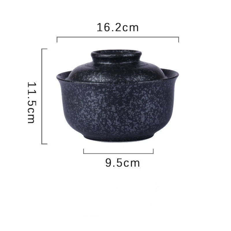 Eprolo 6.5-inch ceramic instant noodles bowl with cover, underglaze color bento box, suitable for lamian noodles and tableware.