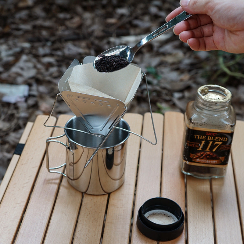 Coffee Drip Rack Outdoor Camping Portable Stainless Steel Folding Funnel Filter Cup Coffee Stove Coffee Grounds Filter - American Smart