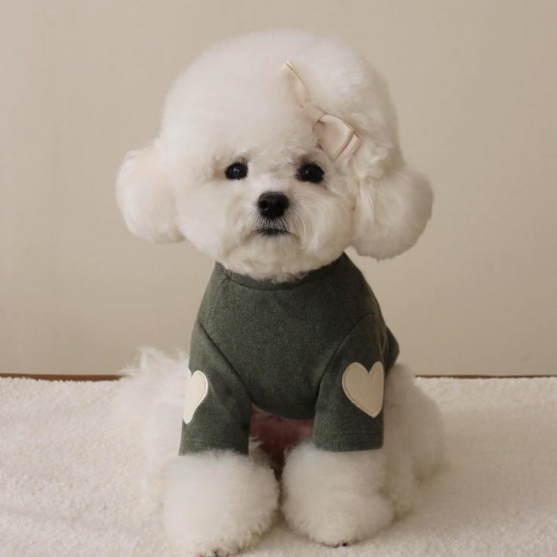 Eprolo teddy bear York Sharberd velvet hoodie for pets with love embroidery, warm and cozy pet clothing.