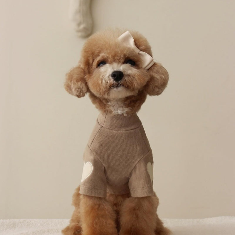Eprolo Teddy Bear York Sharberd Velvet Hoodie for pets with love embroidery, warm and soft pet clothing.