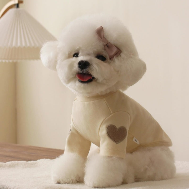 Eprolo Teddy Bear York Sharberd Velvet Hoodie for pets with Love embroidery, warm and cozy pet clothing.