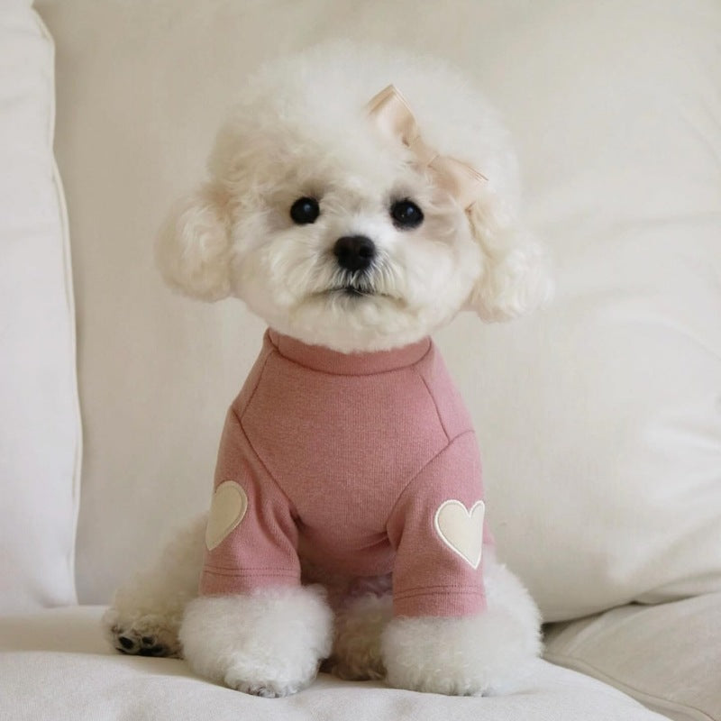 Eprolo teddy bear York Sharberd velvet hoodie for pets with love embroidery, warm and cozy pet clothing.