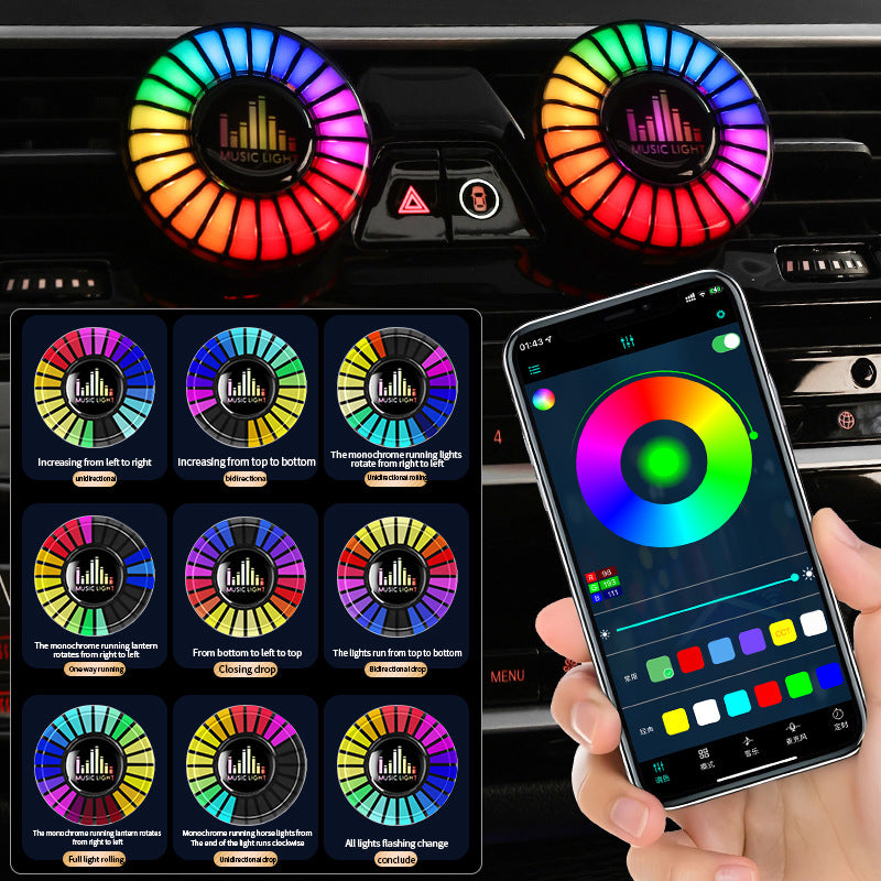 Car aromatherapy air outlet atmosphere light Car sound pickup light Car perfume voice-controlled rhythm light - American Smart