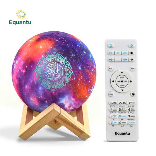 Eprolo 15cm moon-shaped remote control night light with Bluetooth speaker, LED atmosphere lighting and adjustable bracket.