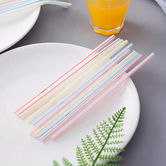 Set of colorful flexible plastic straws in a 100-pack, featuring bendable, extra-long design by eprolo.