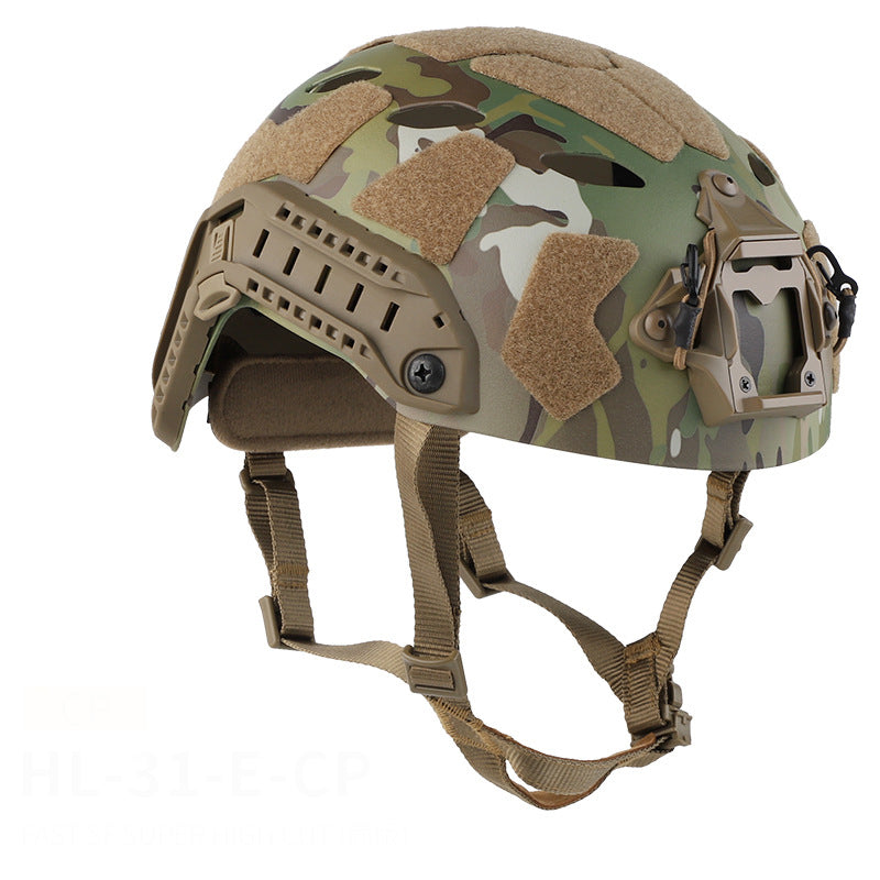 Eprolo military tactical helmet, simplified version of Ops-Core Fast SF high cut helmet, shown from side view with straps and padding