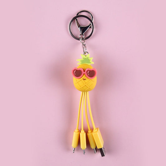 Eprolo creative cartoon data cable featuring a quirky peach blossom eye and pineapple fruit design for phone charging.