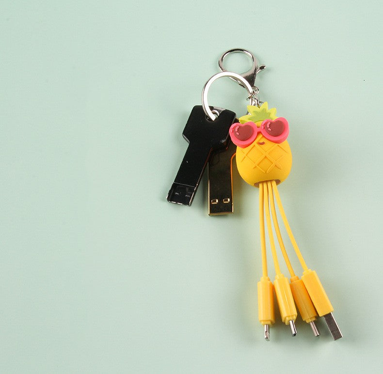 Eprolo cartoon data cable featuring a quirky peach blossom and pineapple fruit design, ideal for phone charging.