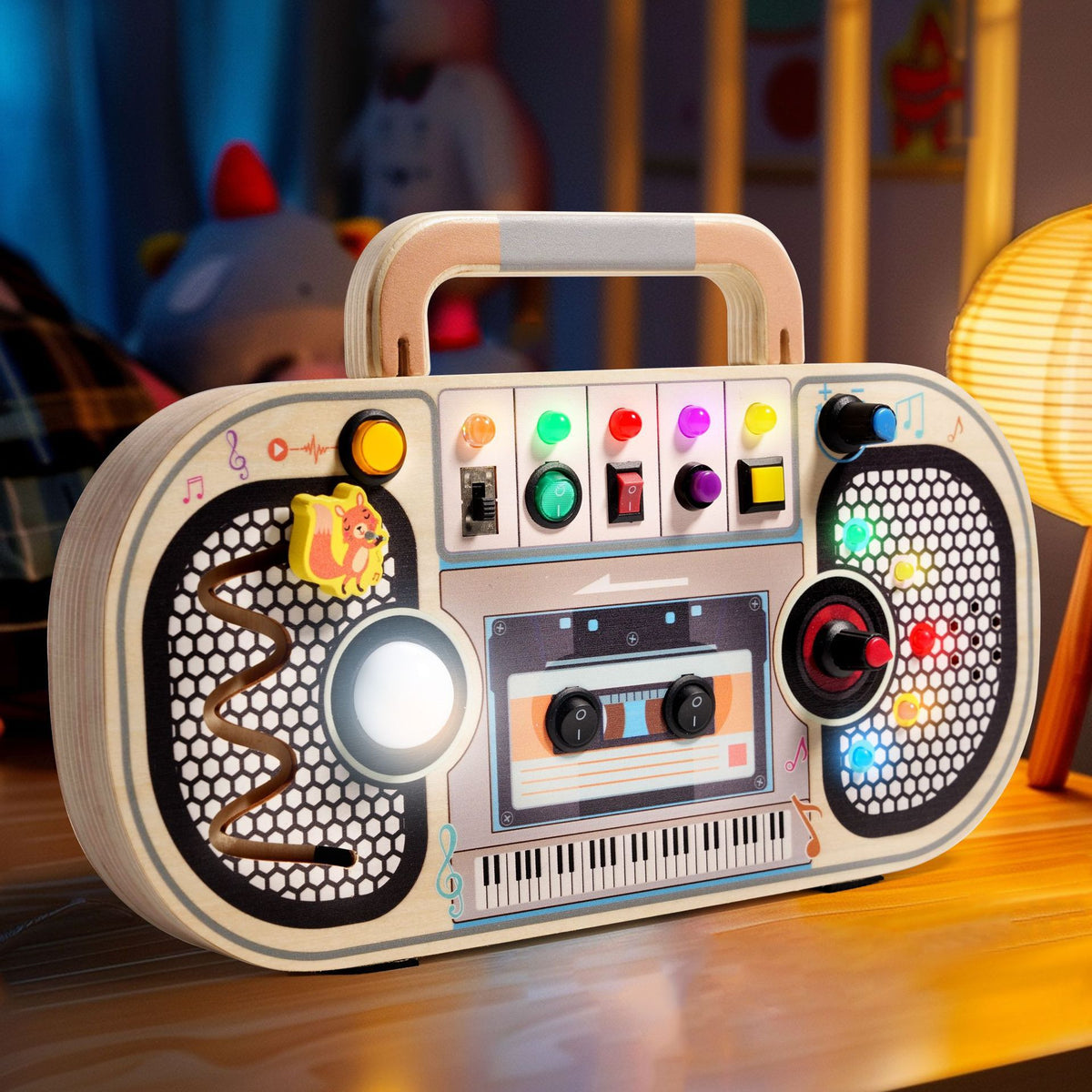 Children's wooden early education toys, switches, circuit recorders, busy boards, enlightenment, hands-on cognition, new LED lights - American Smart