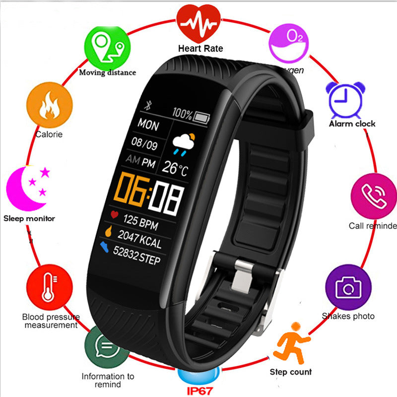 eprolo C5S smart bracelet with HD color screen, brightness adjustment, Bluetooth connectivity, ideal for sports and fitness tracking