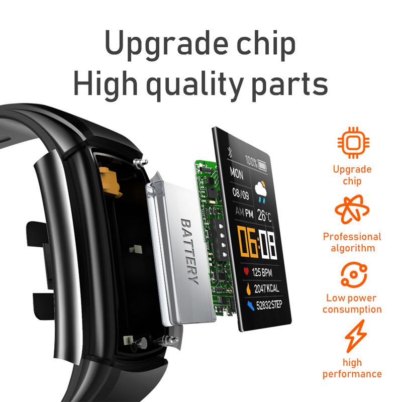 eprolo C5S Smart Bracelet with HD color screen, brightness adjustment, Bluetooth connectivity, and sports tracking features.