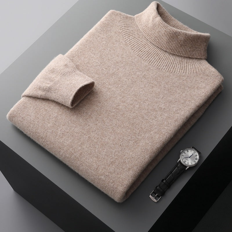 Men's high collar eprolo pullover sweater with loose knit design, perfect for autumn and winter warmth and style.
