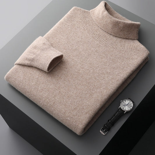 Men's high collar eprolo pullover sweater with loose knit design, perfect for autumn and winter warmth and style.