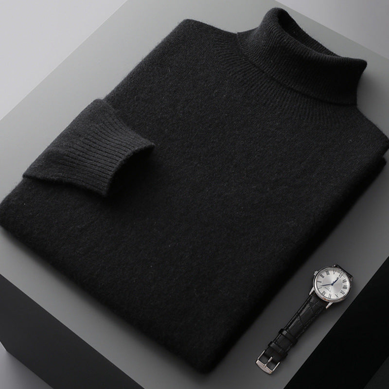 Men's high collar eprolo pullover sweater with loose knit design, ideal for autumn and winter warmth.