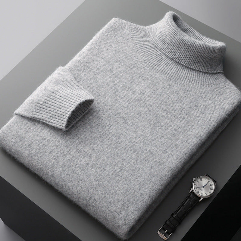 Men's high collar pullover sweater by eprolo, loose knit base sweater for autumn and winter, stylish and cozy knitwear.