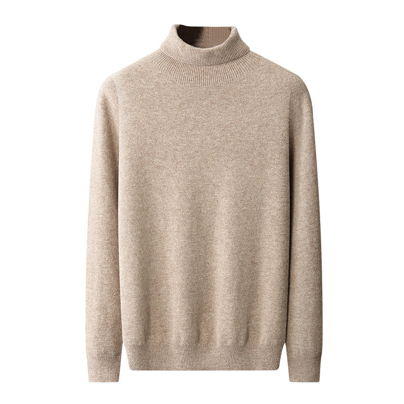 Men's high collar pullover sweater by eprolo, loose knit base sweater for autumn and winter, shown in a cozy, casual style.