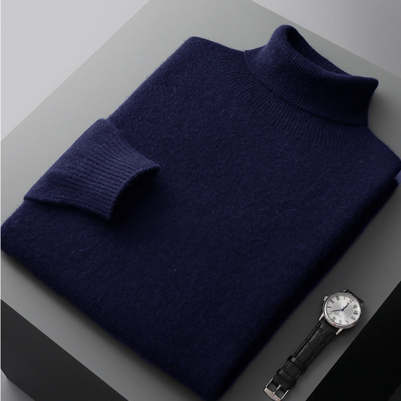 Men's high collar pullover sweater by eprolo, loose knit base sweater for autumn and winter, warm and cozy knitwear.