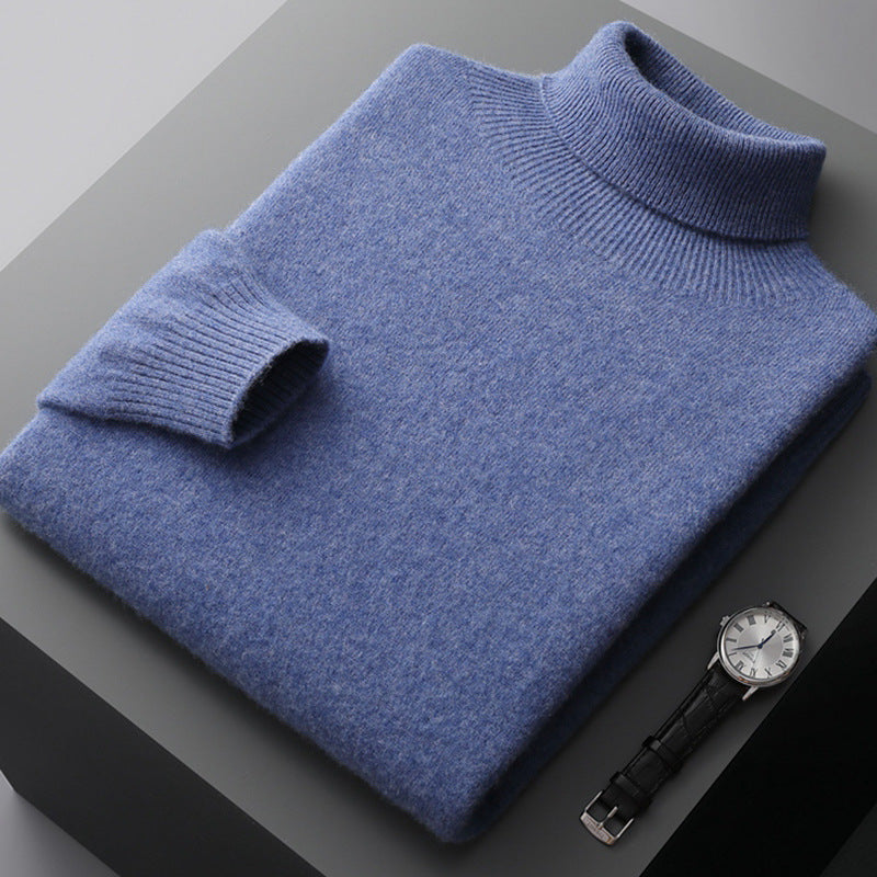 Men's high collar pullover sweater by eprolo, loose knit autumn and winter men's sweater with a cozy, stylish design.