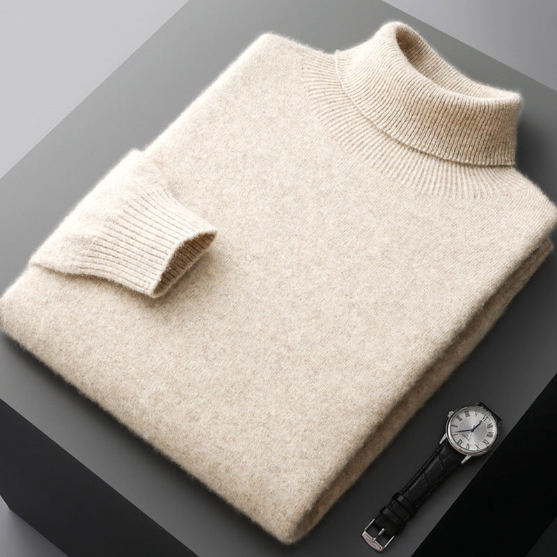 Men's high collar pullover sweater by eprolo, loose knit base sweater for autumn and winter, warm and stylish men's knitwear.