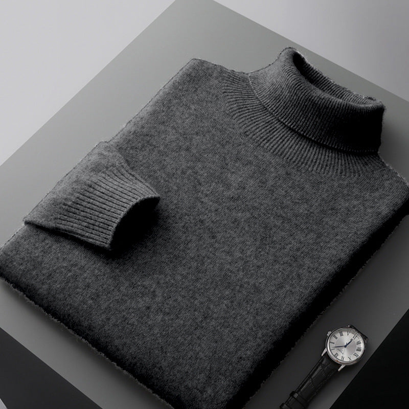 Men's high collar pullover sweater by eprolo, loose knit base sweater for autumn and winter, warm and cozy men's knitwear