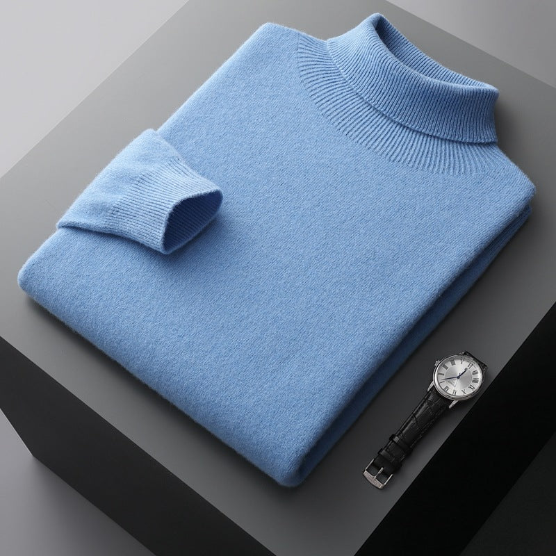 Men's high collar pullover sweater by eprolo, loose knit base sweater in autumn and winter, cozy and stylish men's knitwear