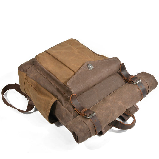 Men's wax canvas outdoor hiking backpack by eprolo, large capacity waterproof travel bag with casual design and multiple compartments.