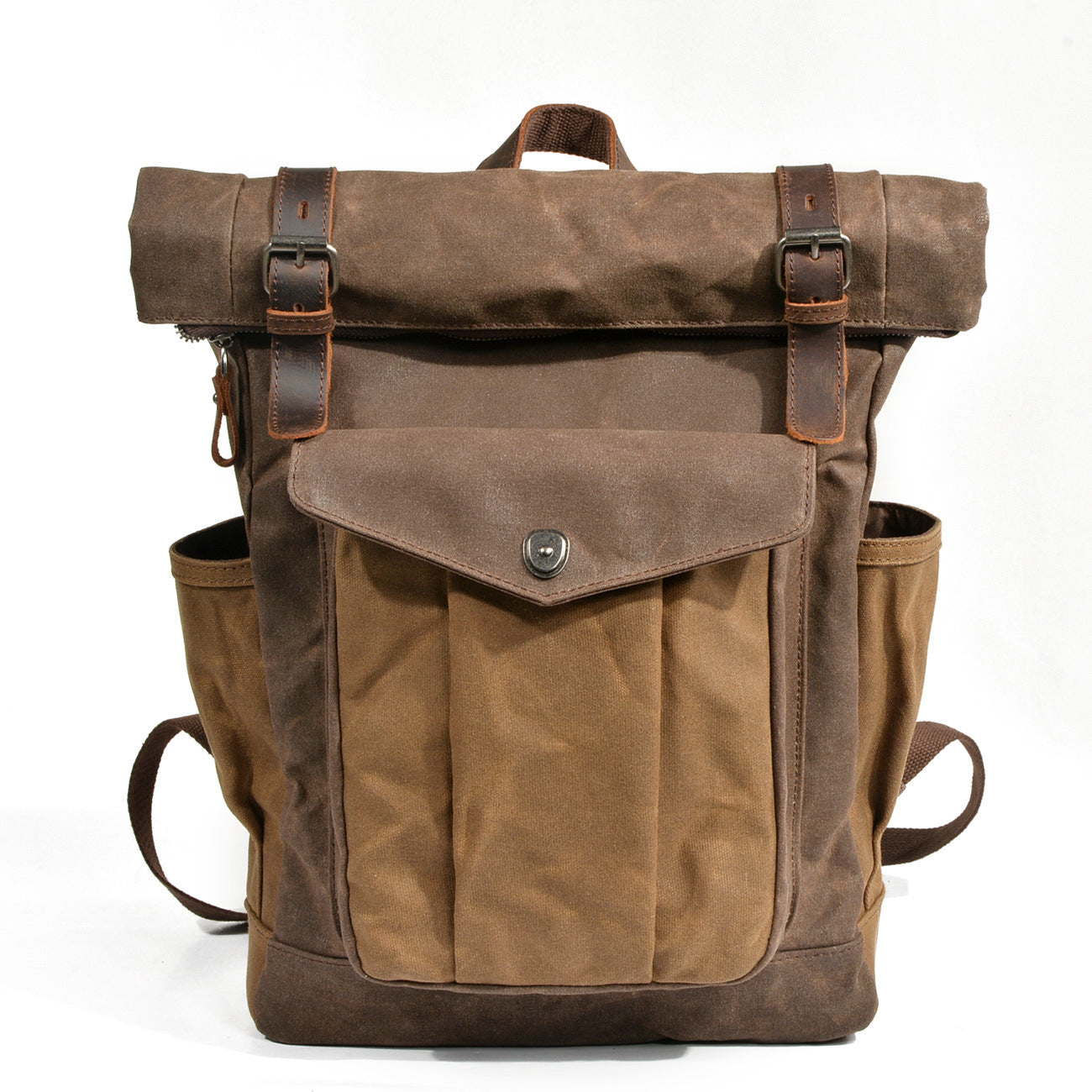 Men's wax canvas outdoor hiking backpack by eprolo with large capacity, waterproof design, casual travel style, and multiple compartments.
