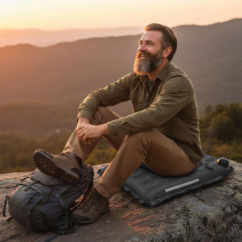 Self-Inflating Seat Cushion Thickened Camping Mat Lightweight Waterproof Foldable Stadium Chair Pad - American Smart