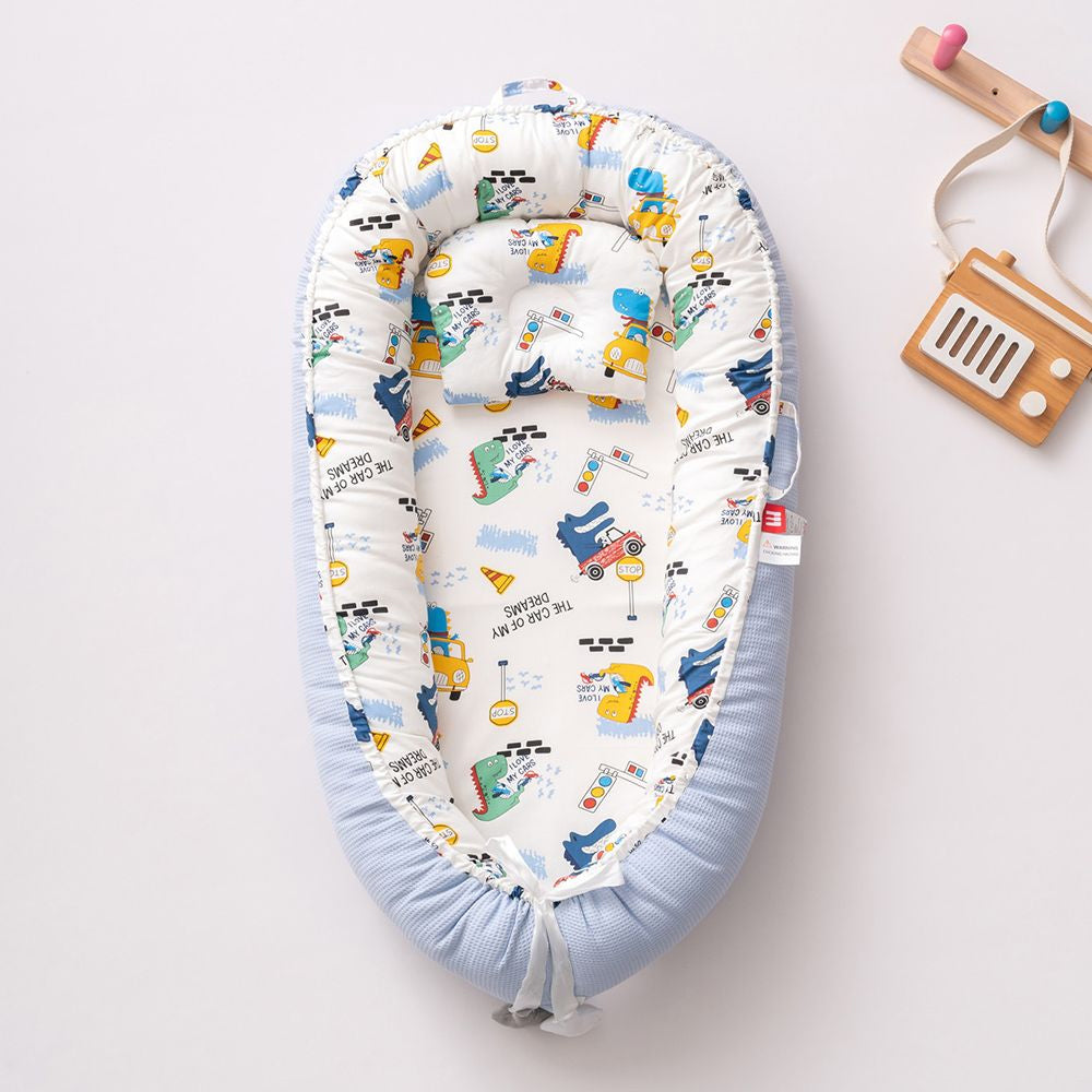 Removable washable portable baby crib pillow by eprolo, designed for travel cribs and comfortable baby sleep support.