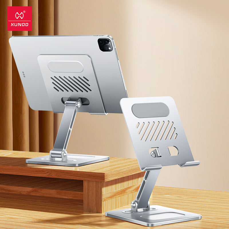 Eprolo foldable metal tablet and phone stand with heat dissipation design, adjustable for iPad, mobile phones, and desktop use