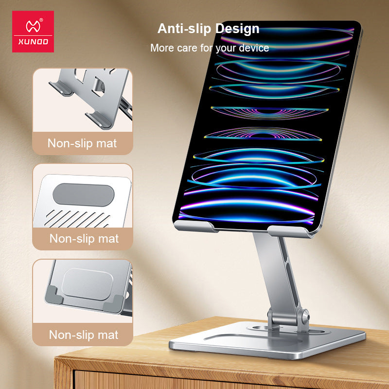 eprolo foldable metal stand for tablets, iPads, and phones, featuring heat dissipation and universal mobile device compatibility