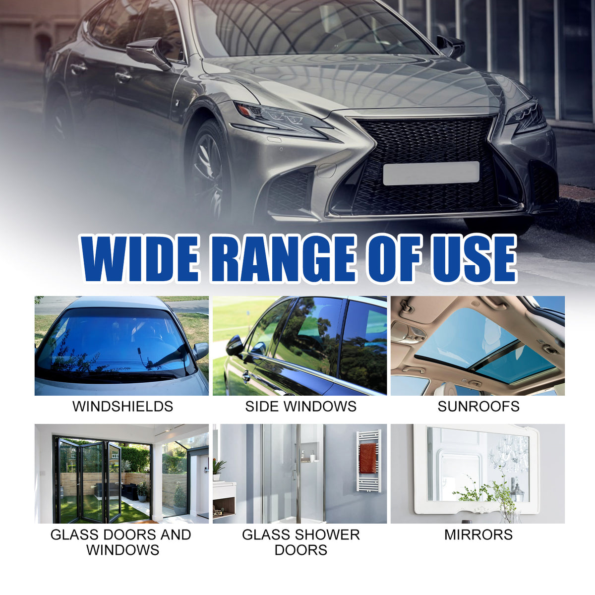 eprolo 2-in-1 car oil film cleaner for front windshield, removing stains and grime for clear visibility
