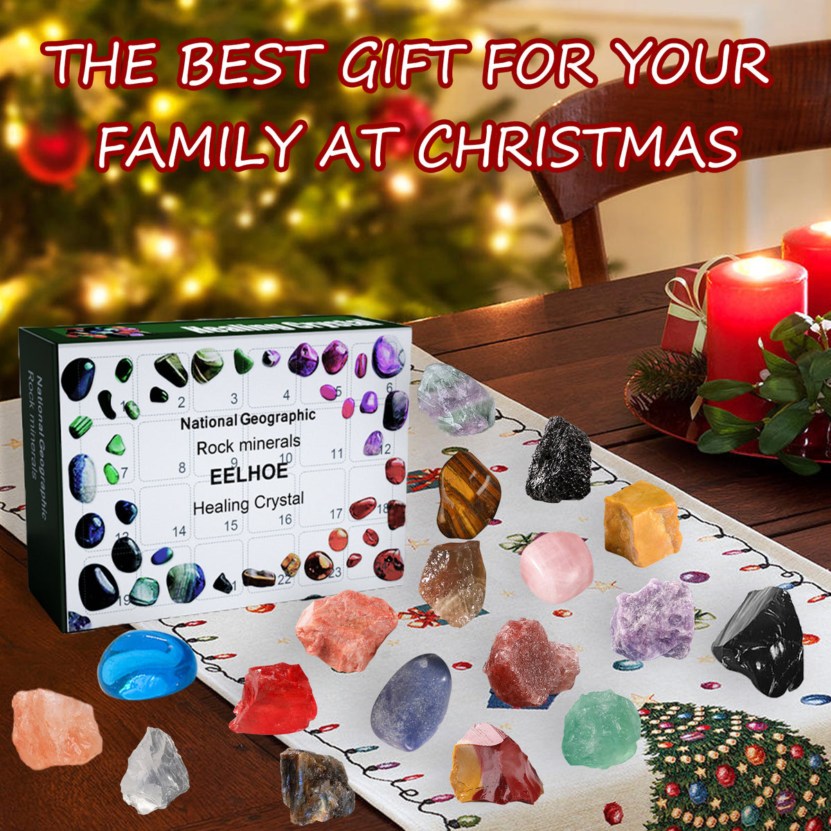 Eprolo 24 Grid Ore Blind Box in green with Christmas surprise small gifts, featuring colorful packaging and festive design.