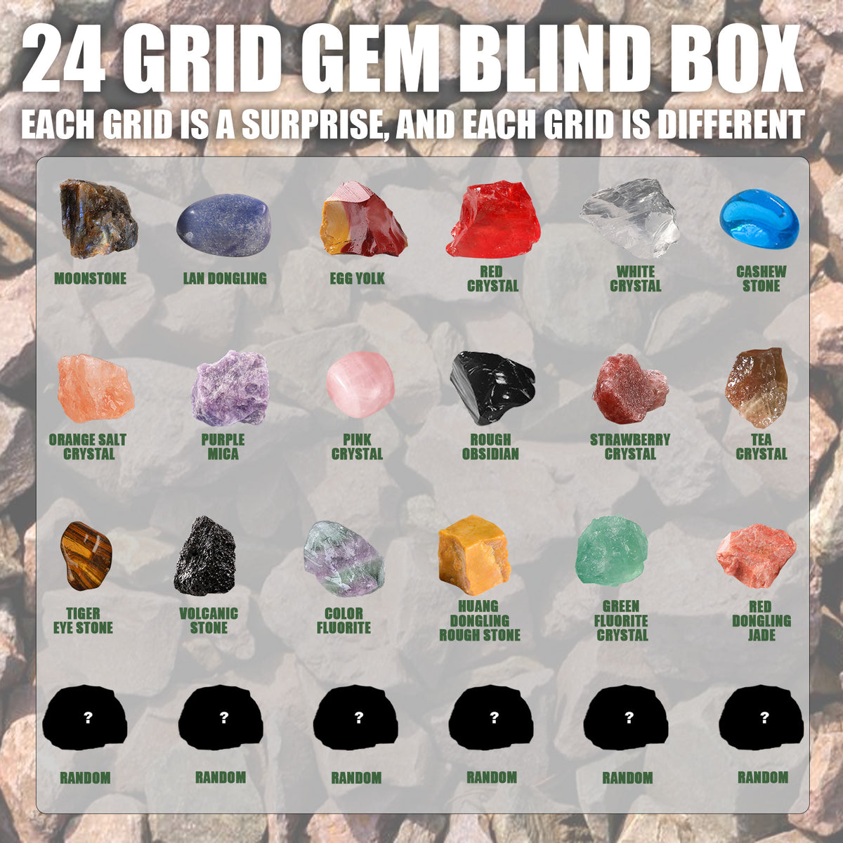 Green Christmas 24-grid ore blind box by eprolo with surprise small gift inside, festive holiday-themed packaging.