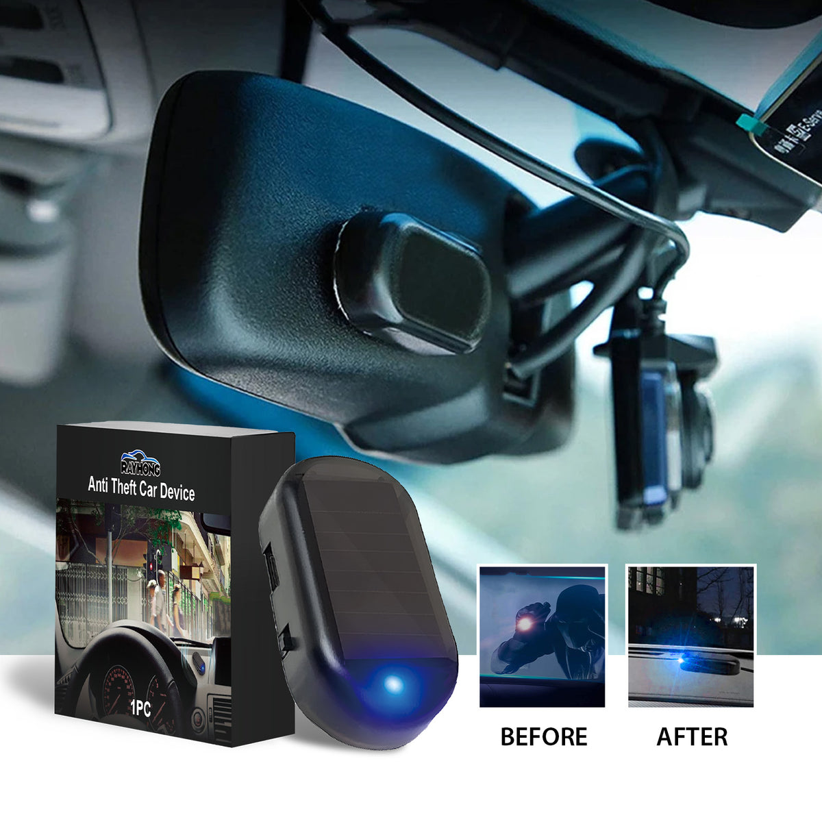 Anti Theft Car Device, Led Car Wiring Refit Explosion-Flashing Induction Anti-Theft Alarm Light - American Smart