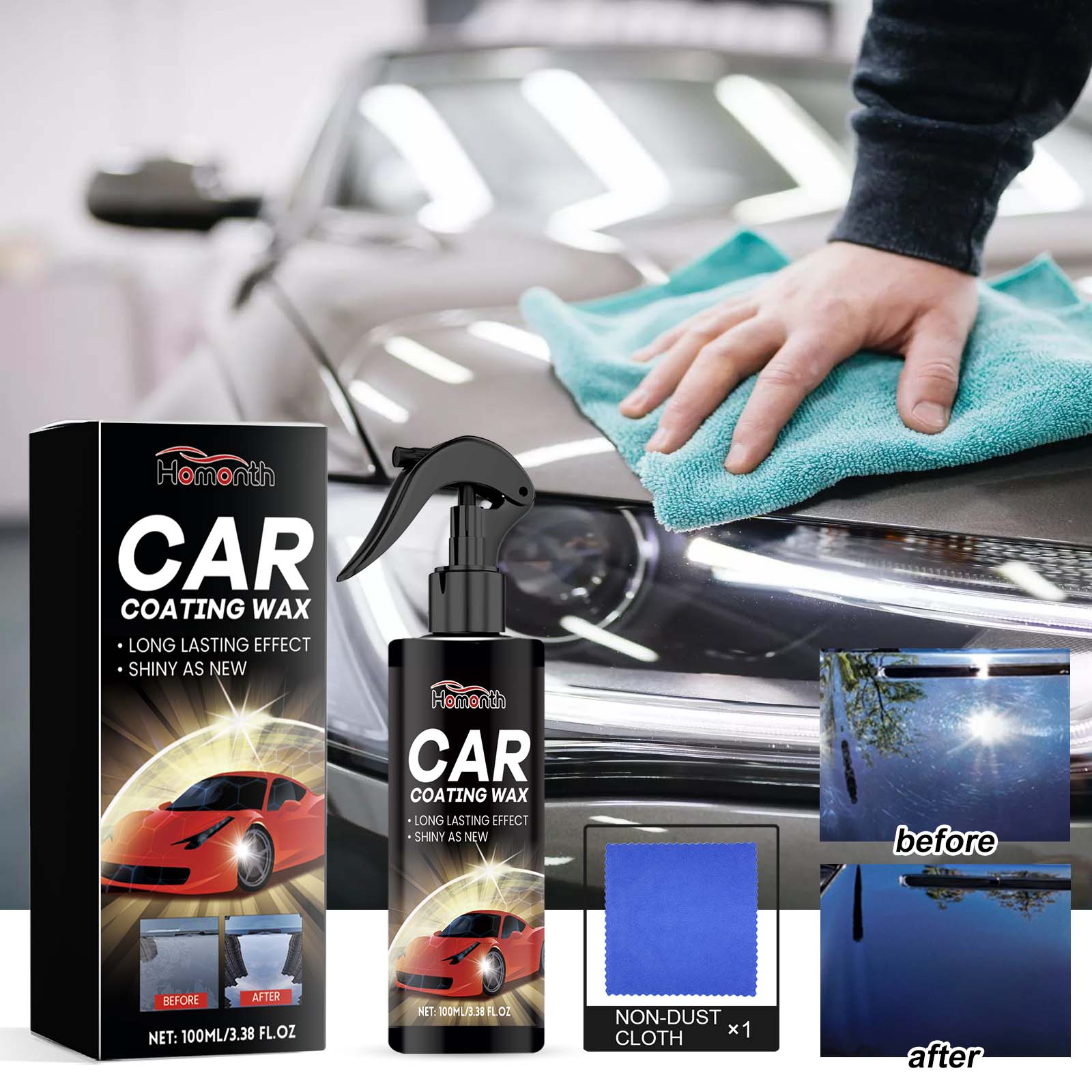 eprolo automotive hydrophobic crystal coating agent for waxing and polishing, nano coating maintenance for vehicles.