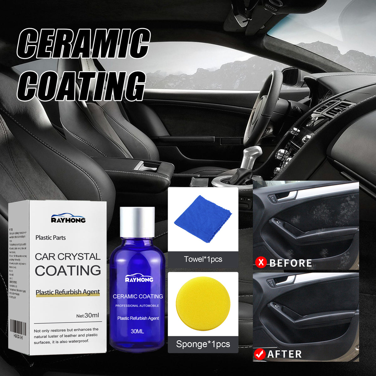 Automotive Plastic Refurbishment Coated Crystal Liquid, Instrument Panel Interior Clean Decontamination Anti-dust Refurbishment Bright Coating Liquid - American Smart