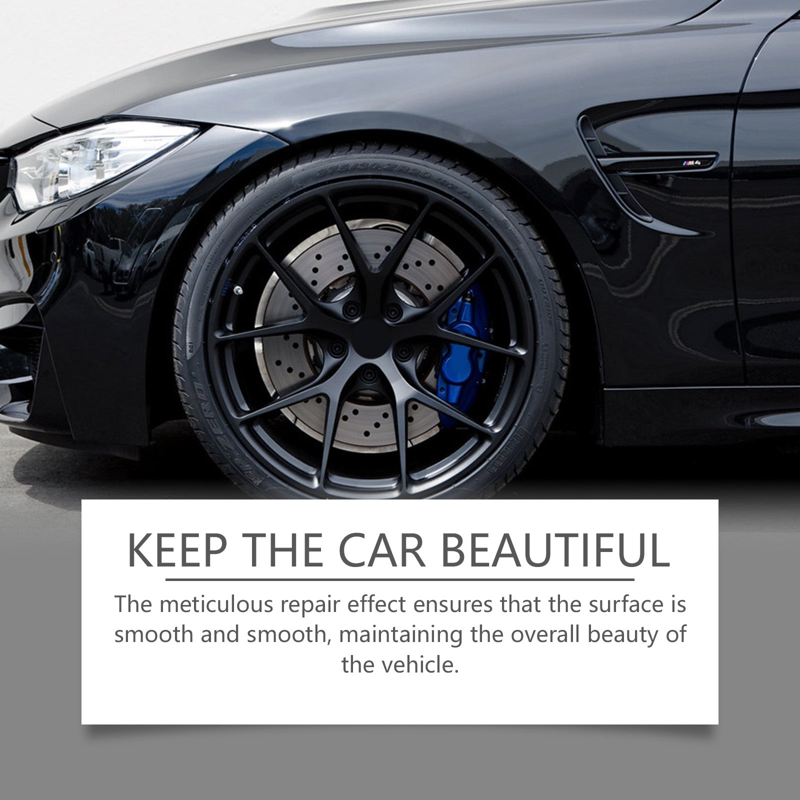 eprolo black car wheel scratches repair pen showing application on car paint to fix scratches and decontaminate surfaces