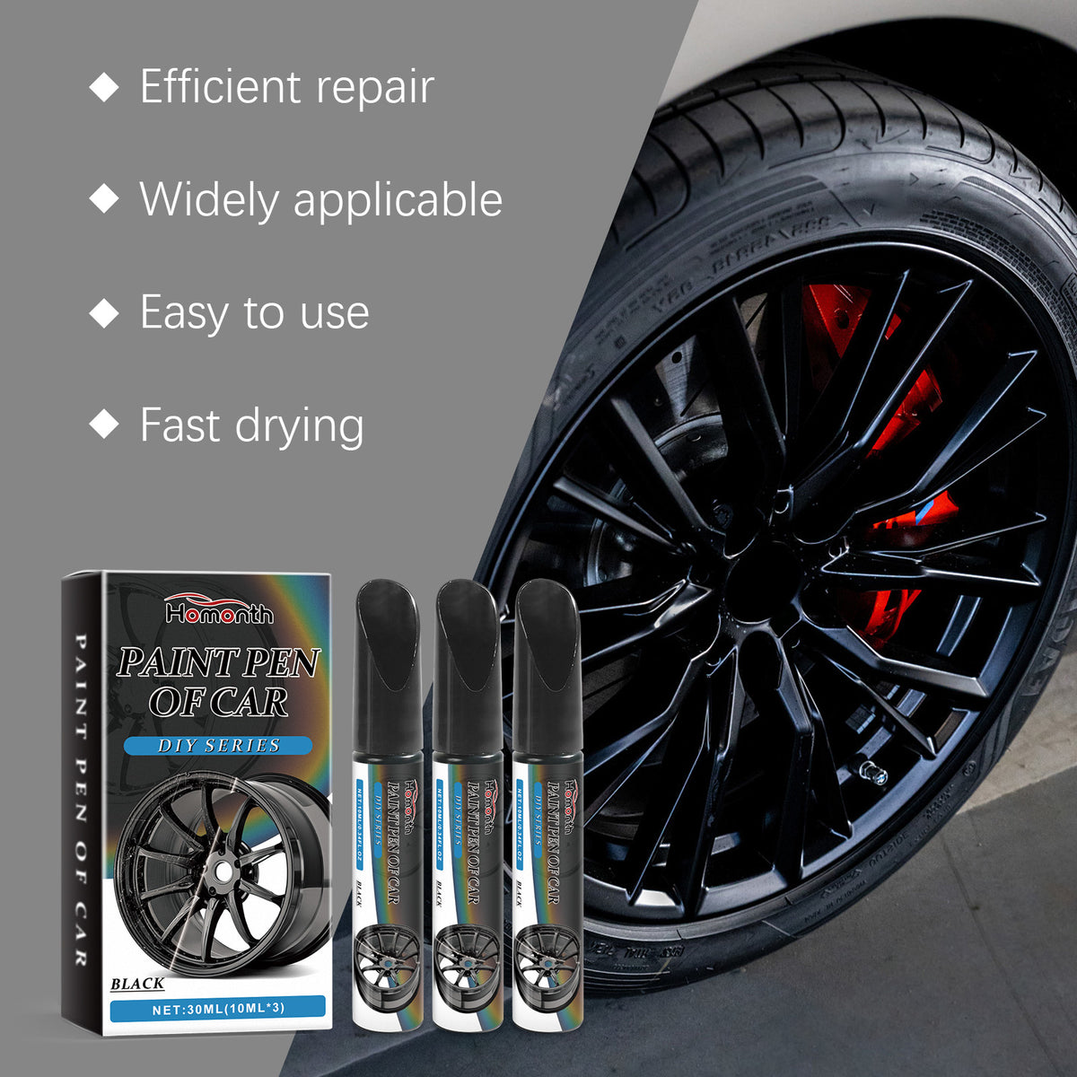 eprolo black car wheel scratches repair pen for paint touch-up and decontamination on car paint scratches and scuffs