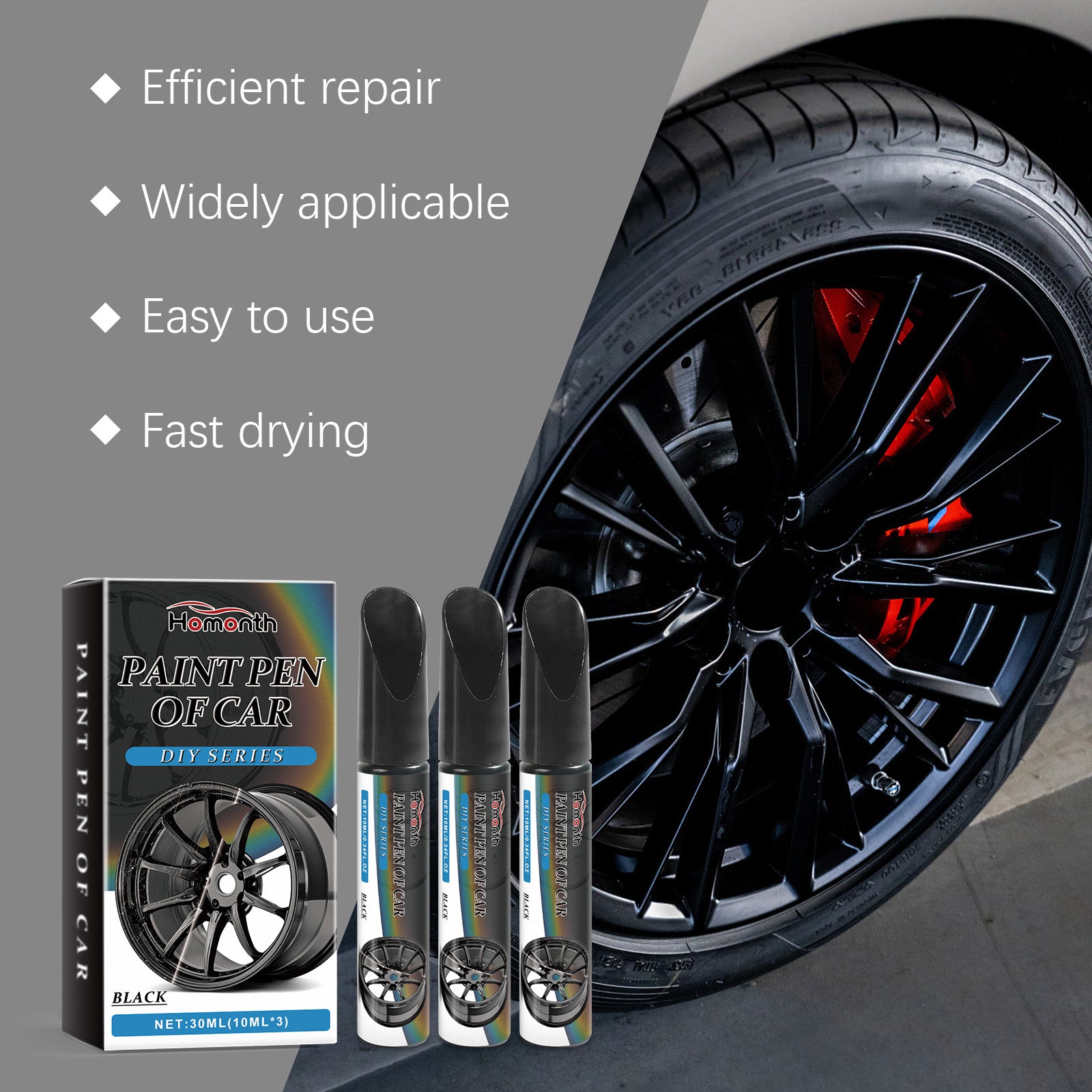 eprolo black car wheel scratches repair pen for paint touch-up and decontamination on car paint scratches and scuffs