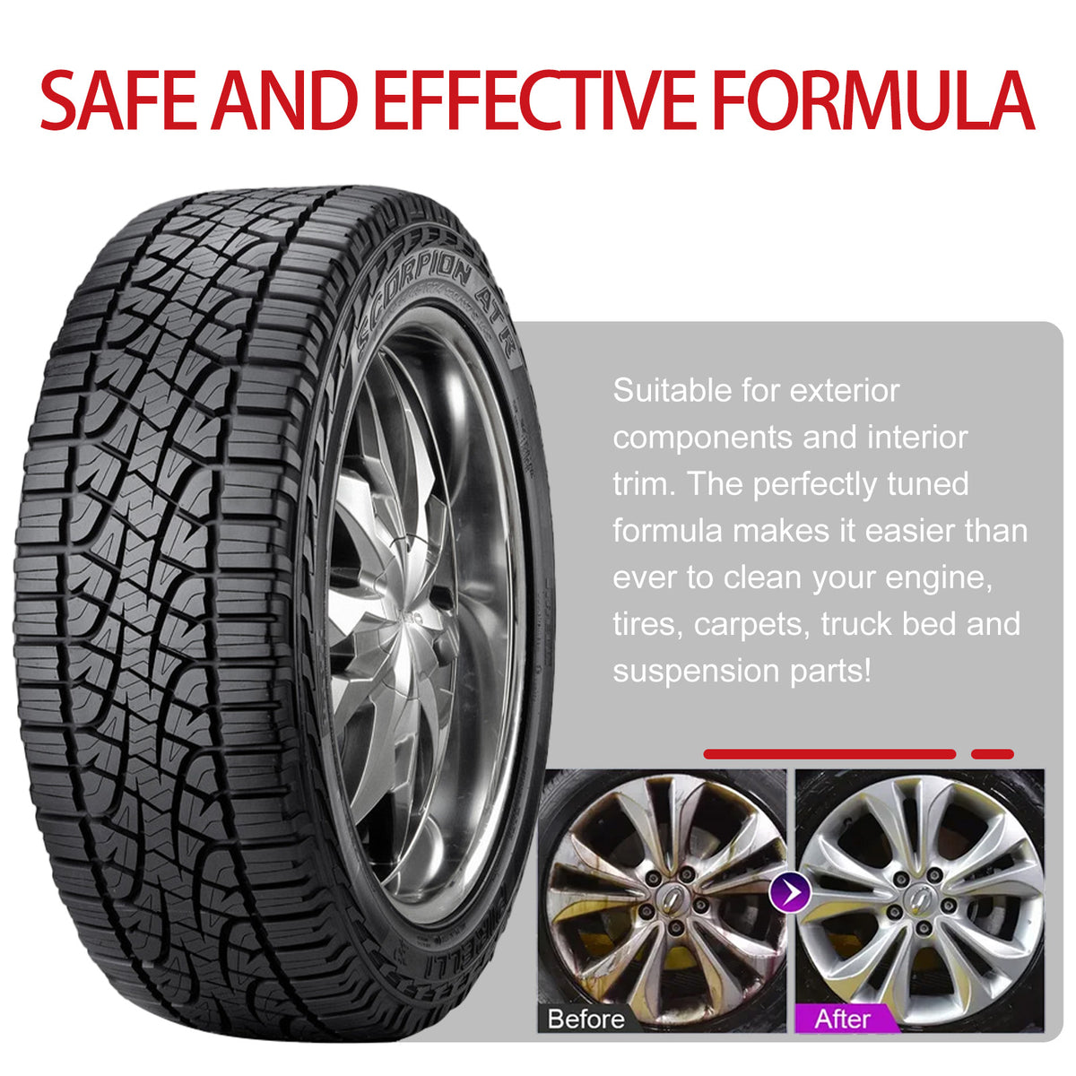 Car Multi-Functional Cleaner, Car Paint Surface Wheel Hub Metal Strong Decontamination Cleaner - American Smart