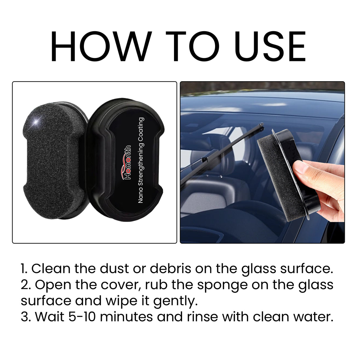 Car Sponge Wipe, Windshield Drain Window Brightening Portable Reinforced Glass Cleaning Sponge - American Smart