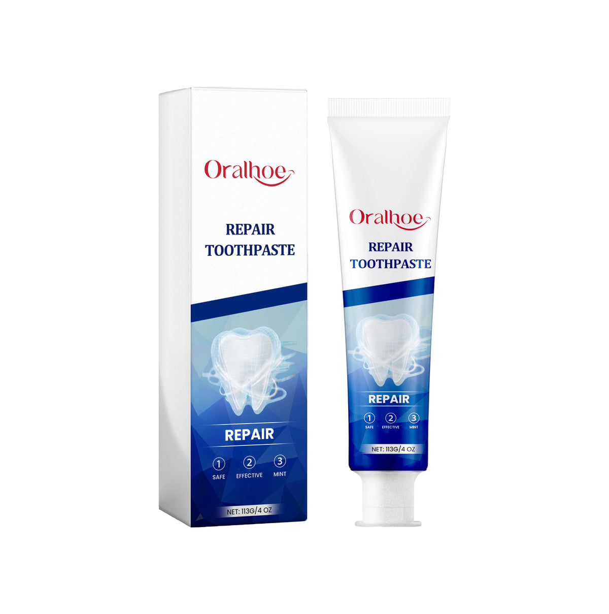 eprolo cleaning toothpaste gently removes odors and dirt for daily oral hygiene care, displaying a white tube with blue accents.