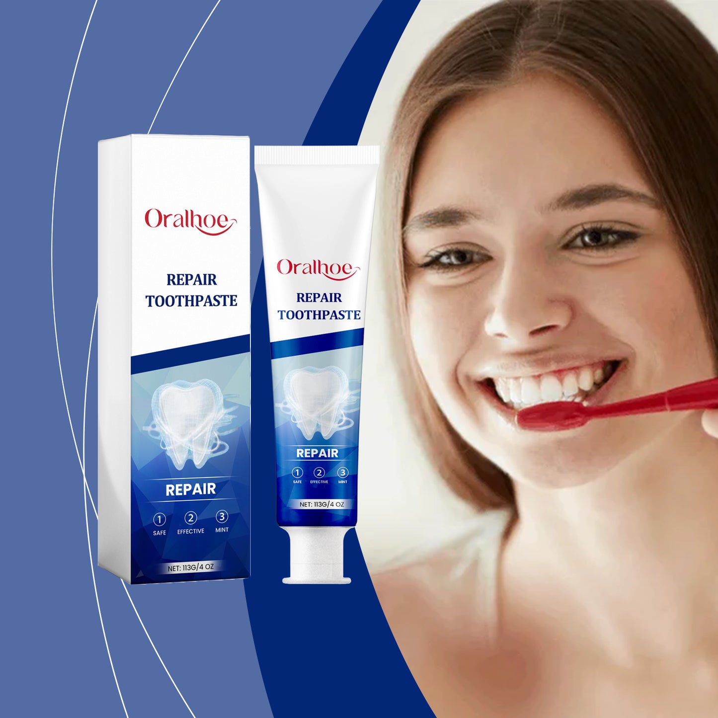 eprolo cleaning toothpaste with gentle formula for daily dental hygiene, removes odors and dirt from teeth.