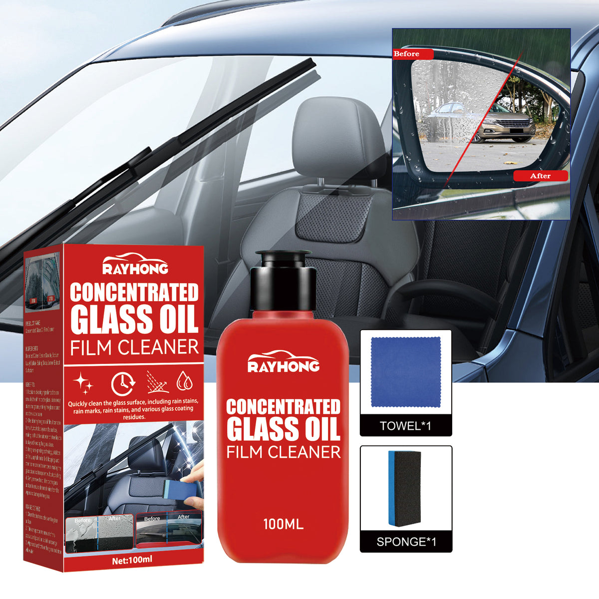 Concentrated Glass Oil Film Cleaner To Remove Oil And Rain Car Windshield Fog Cleaner - American Smart