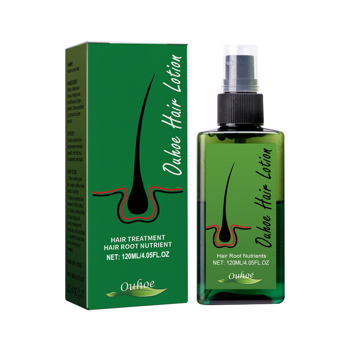 eprolo dense hair spray for anti-loss hair strengthening, hair repair, and root care, shown in a clear spray bottle with a white cap