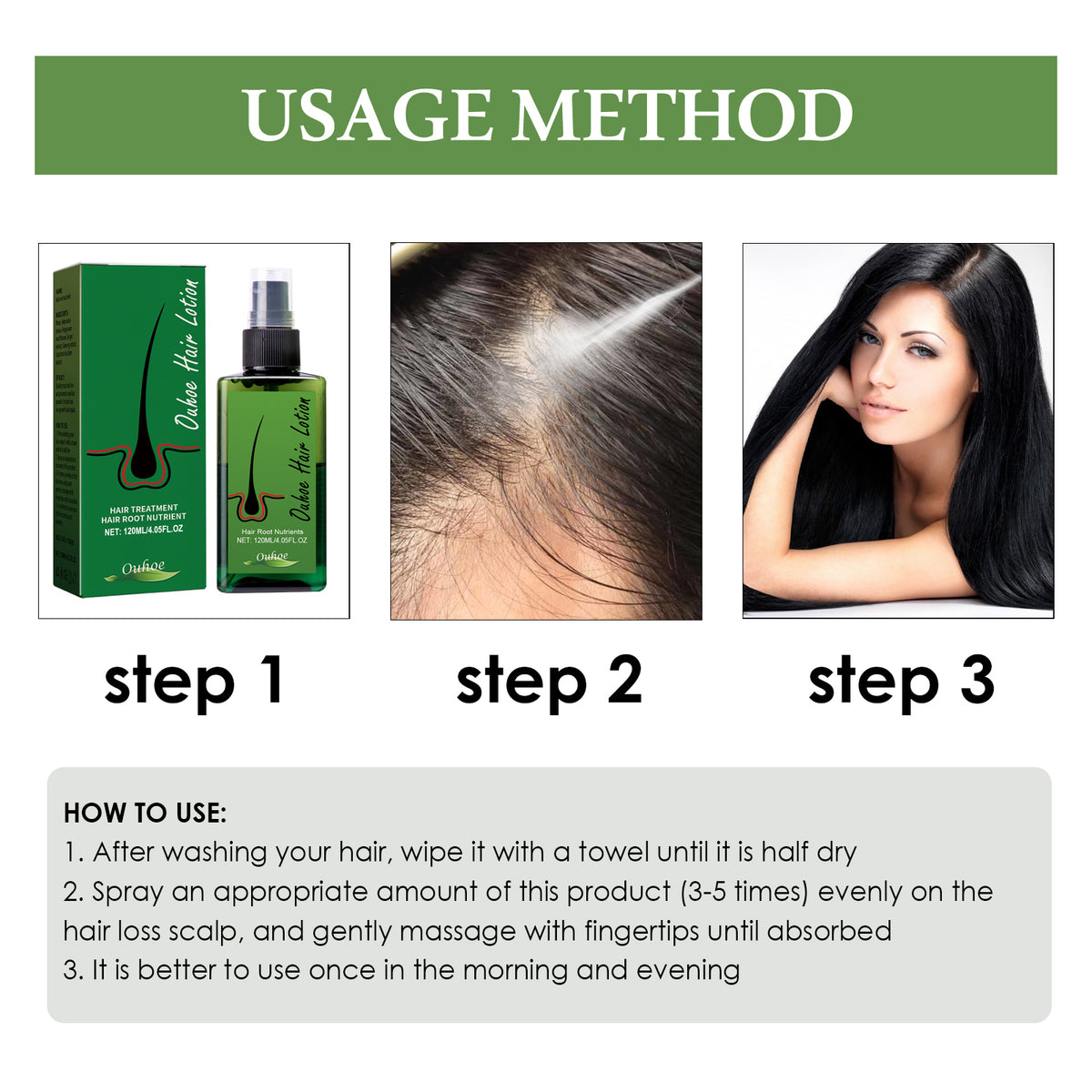 eprolo dense hair spray for anti-loss, hair strengthening, and root repair, showing the spray bottle with clear labeling and cap.