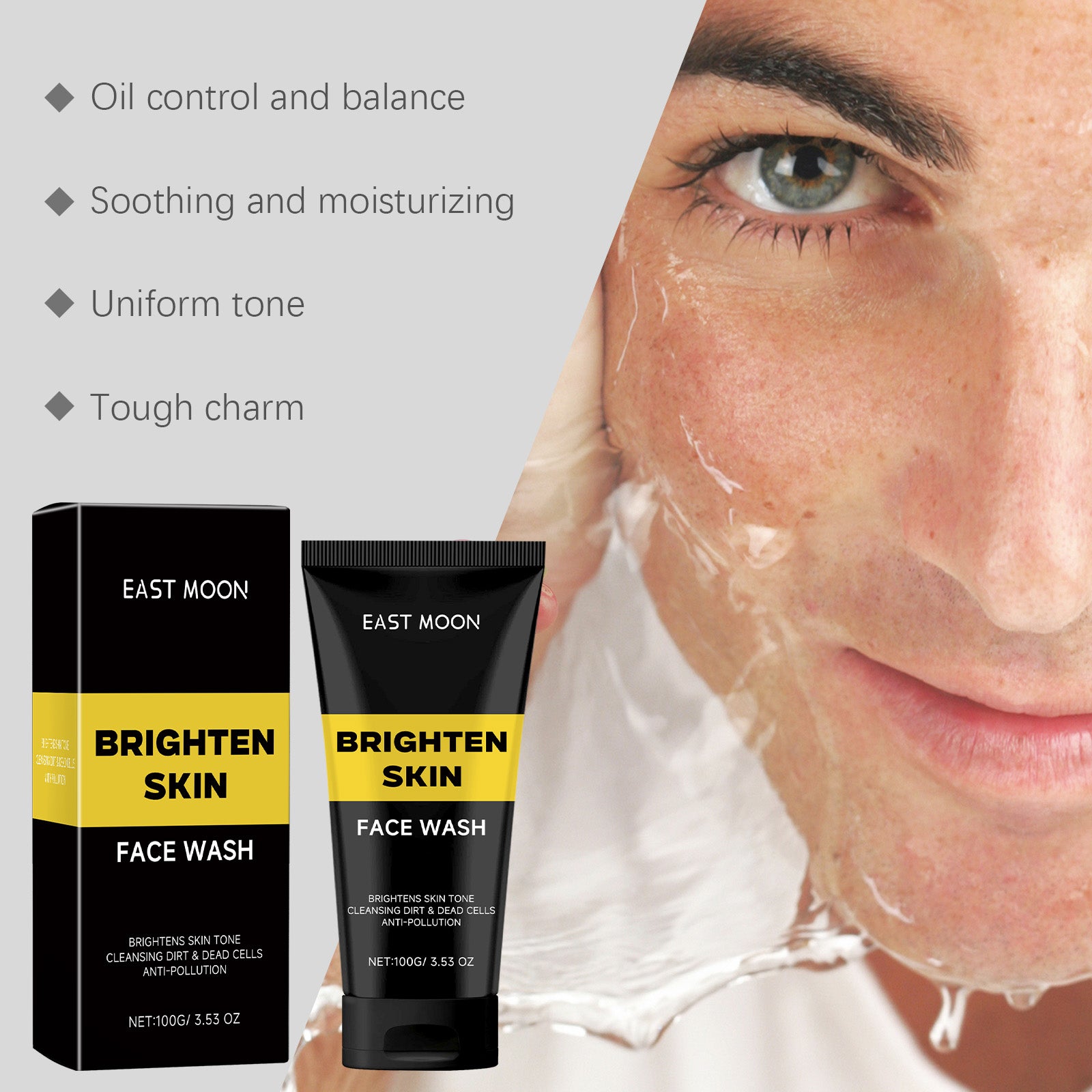 East Moon Facial Cleanser For Men, Moisturizing Cleanser Gentle Moisturizing Foam Deep Clean Not Tight - American Smart
