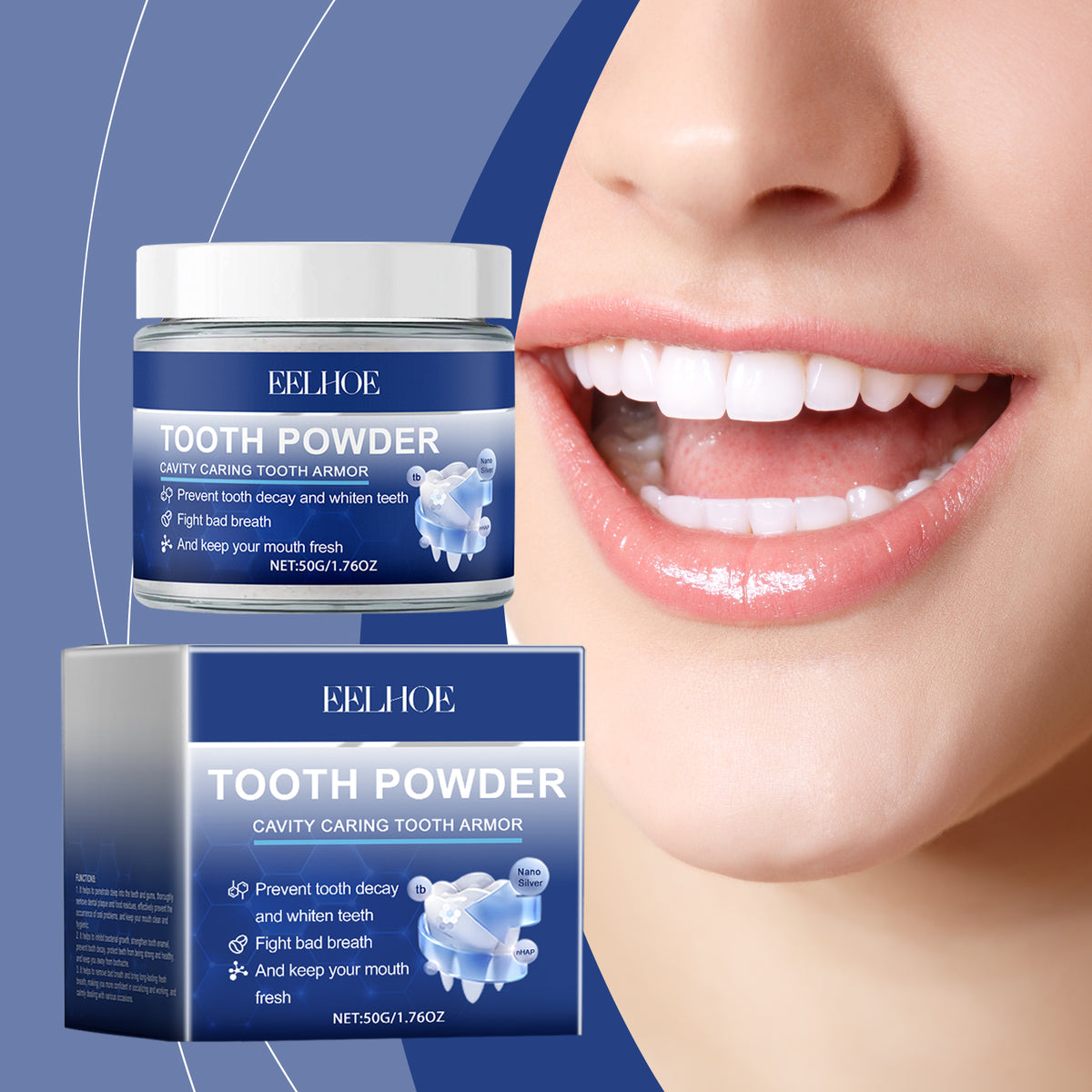 EELHOE Dental Powder Care Gums Fresh Breath Daily Gentle Cleaning Teeth Stains Yellow Powder - American Smart